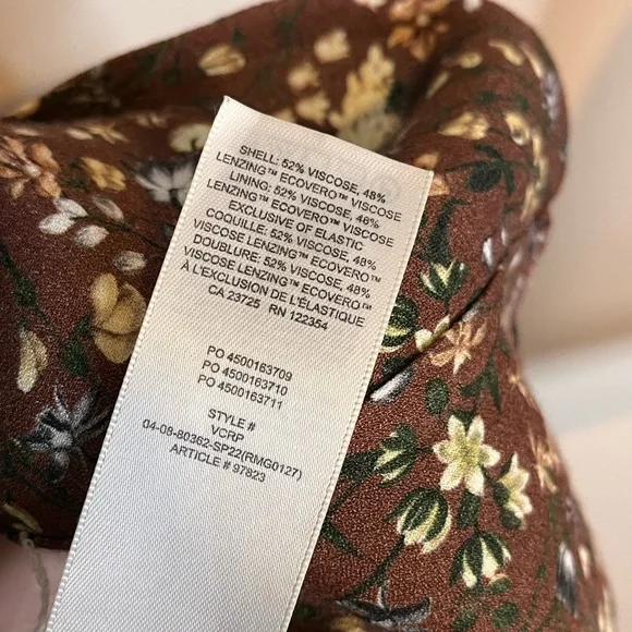 ARITZIA Wilfred Bellow Midi Dress Brown Floral Smocked Back Milkmaid Size 2 - Picture 8 of 8